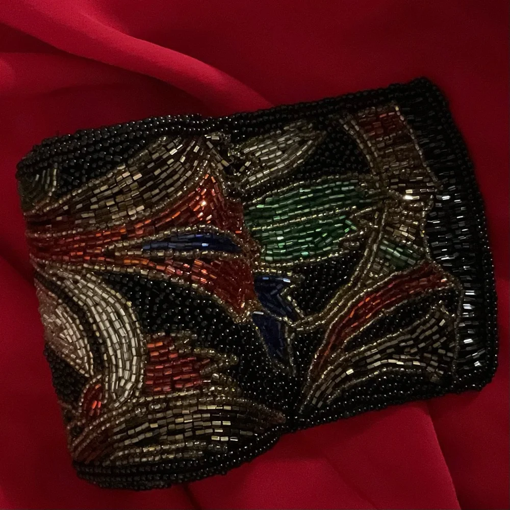 Vintage Beaded Lipstick  case with  Mirror